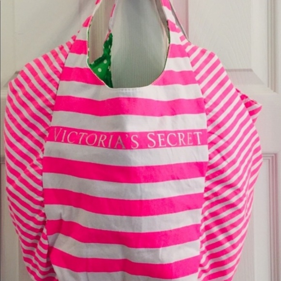 Victoria's Secret Reversible Lemon/Striped Tote - Picture 2 of 4